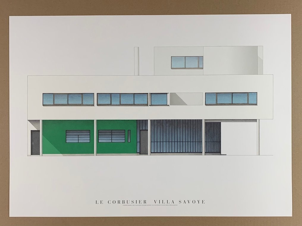 Le Corbusier - Villa Savoye, 1931 - Architectural Drawing Artprint - 50 x 70 cm #1.0