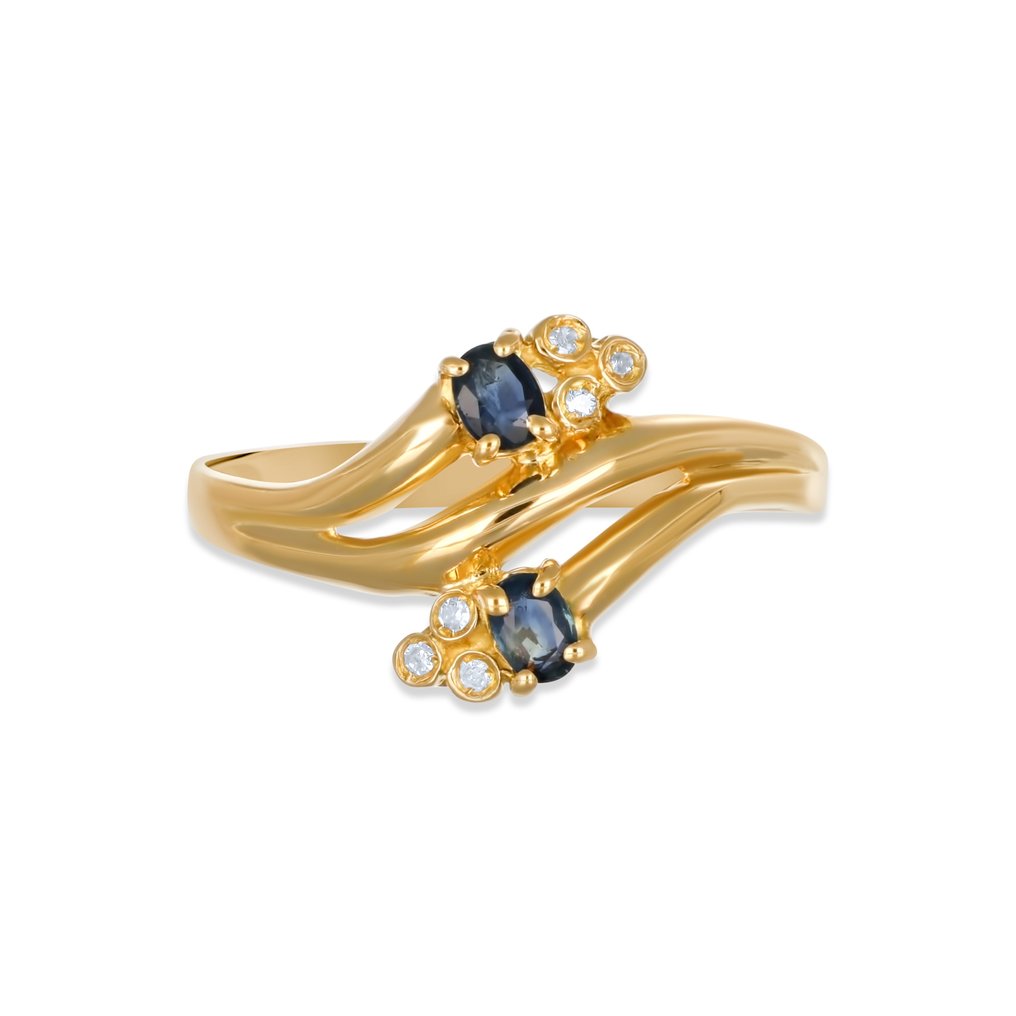Δαχτυλίδι - 18 καράτια Κίτρινο χρυσό -  0.33ct. tw. Ζαφείρι - Διαμάντι #1.0