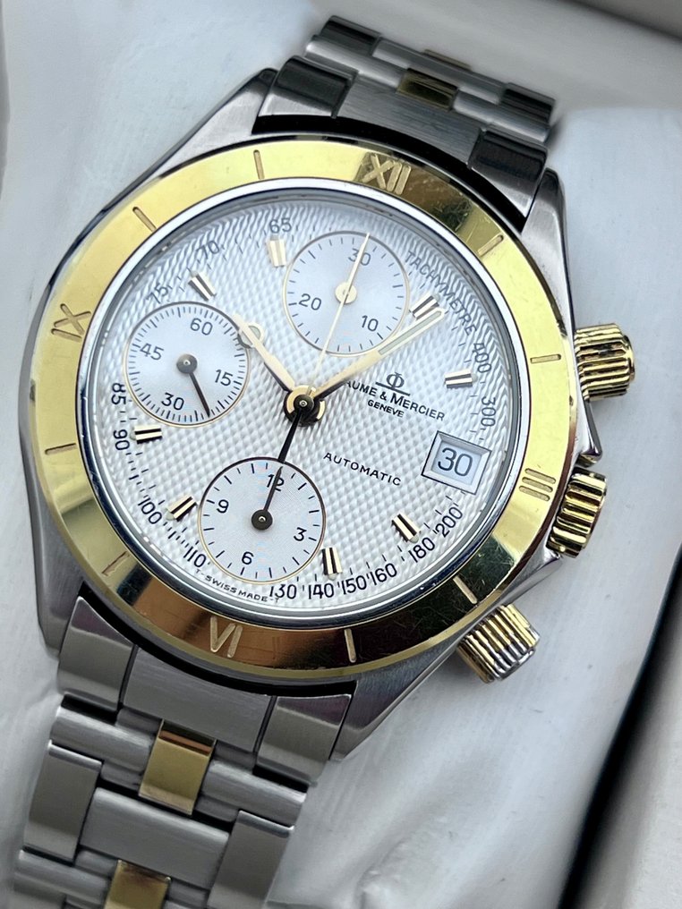 Baume Mercier NO RESERVE PRICE Malibu Automatic Chronograph Gold Bezel Full set Ohne Mindestpreis MVO45170 Herren 2000 2010 auktion Catawiki
