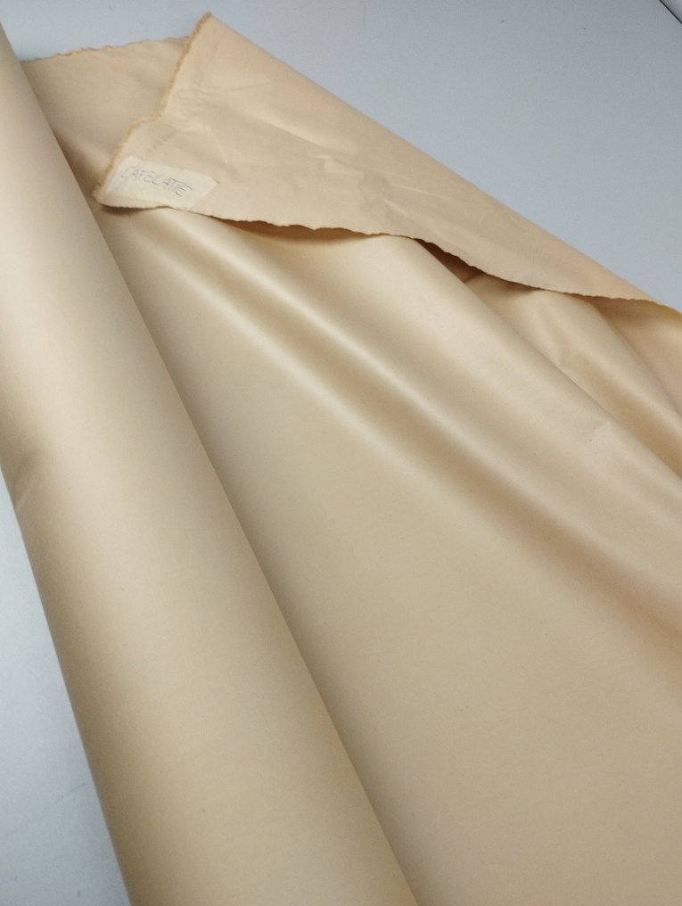 Luxurious handcrafted cotton 'caffelatte' with waxed finish, 400x140. - Textile  - 400 cm - 140 cm #1.0