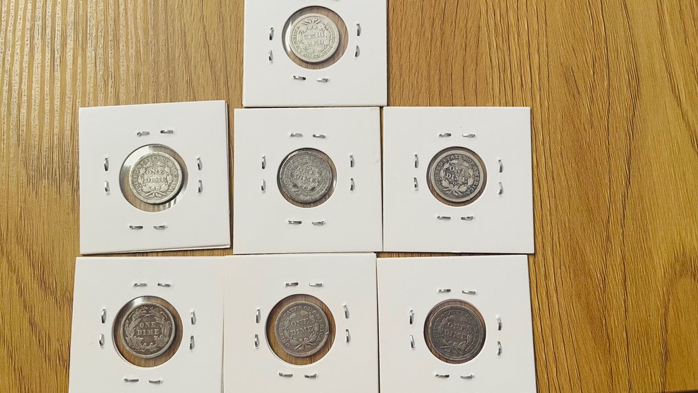 Egyesült Államok. An Extraordinary Collection of 14x Liberty Seated Half Dimes, Dimes and Half Dollar 1842-1861  (Nincs minimálár) #3.3