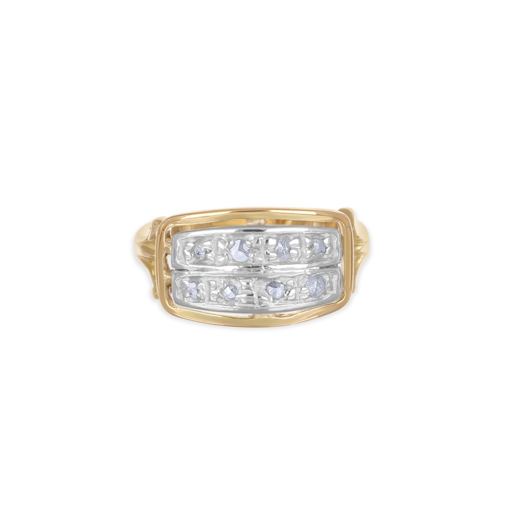 Ring - 18 kt Gelbgold, Silber -  0.16ct. tw. Diamant (Natürlich)  #2.1