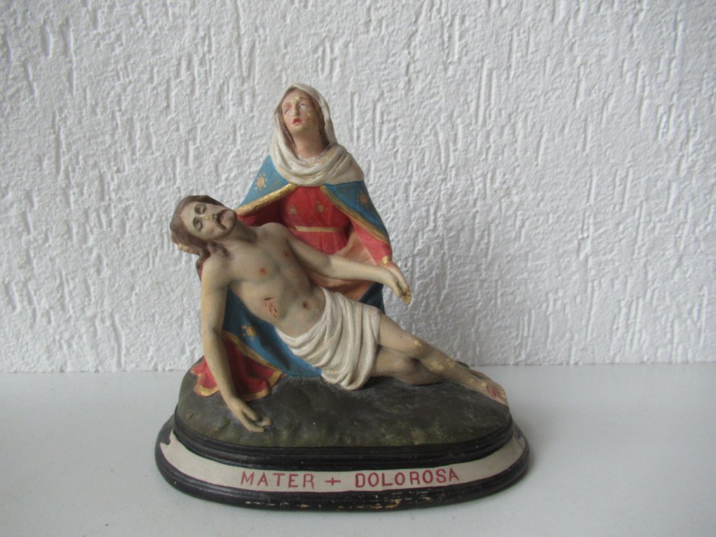 Statue, Antiek heiligenbeeld  Mater - Dolorosa - 21 cm - Plaster - 1900 #1.2