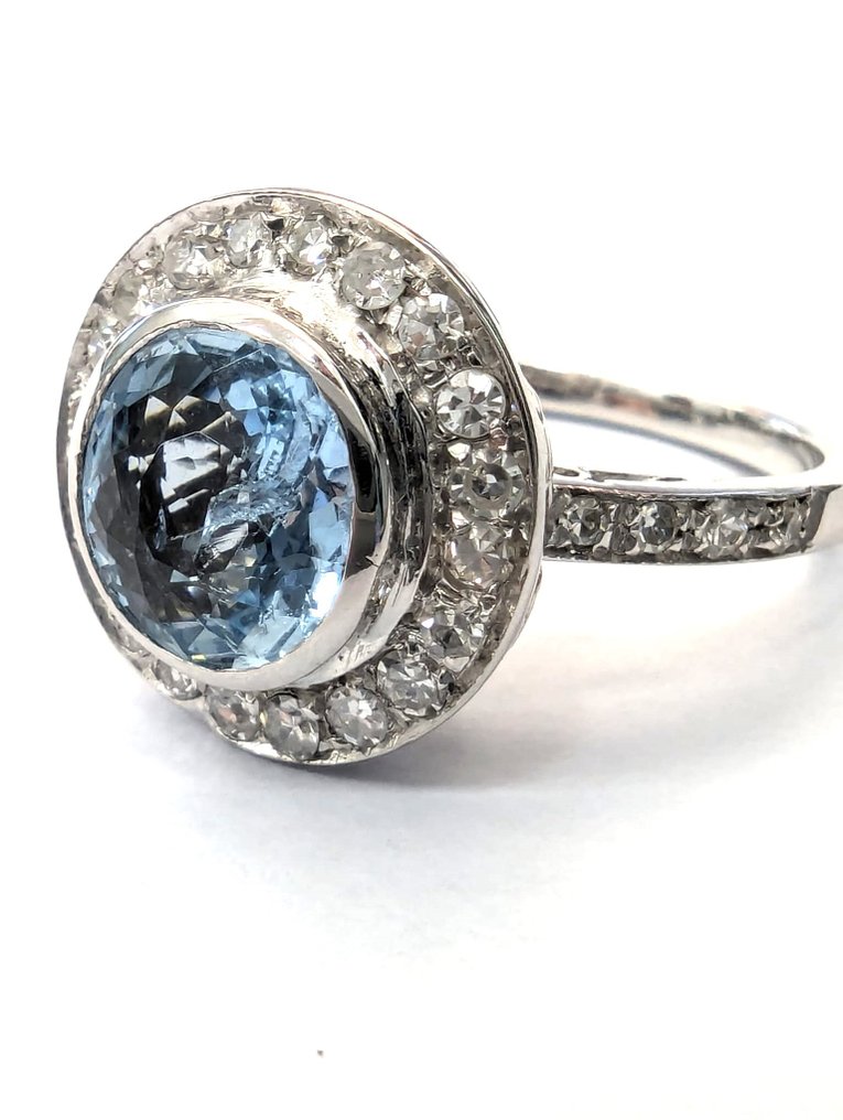 Δαχτυλίδι - 18 καράτια Λευκός χρυσός - 3.00ct. tw. Ακουαμαρίνης - Διαμάντι #3.2