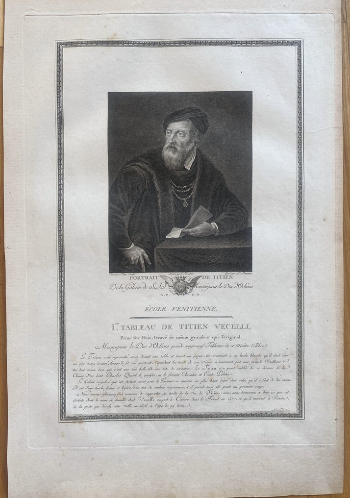 Tiziano Vecelli (1488/90–1576) after, Antoine Louis Romanet (1748-1807) - Portrait de Titien (Ecole Vénitienne) #1.2