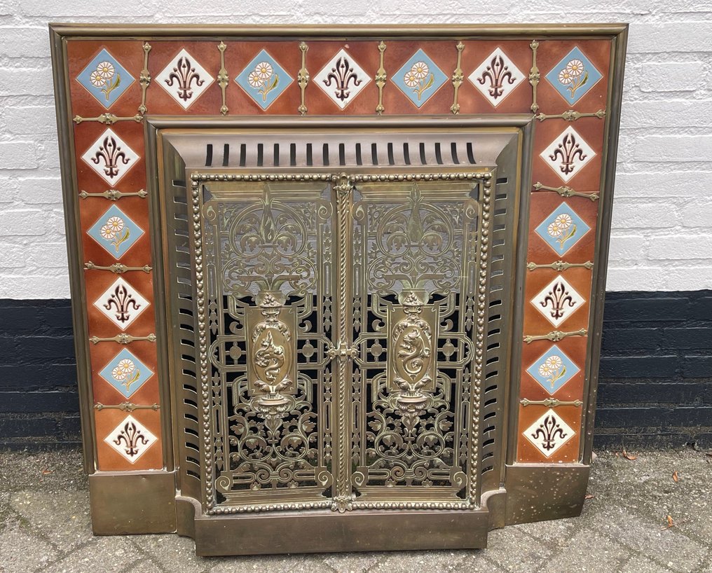 Bronzen deuren in originele omlijsting - Fireplace accessory - Bronze - fireplace mantel #3.2