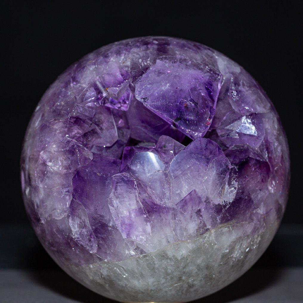 Μεγάλη σφαίρα από κρυστάλλους αμέθυστου - βαθύ μωβ Σφαίρα από αμέθοδος – Φυσικό θαύμα. - Ύψος: 138 mm - Πλάτος: 138 mm- 3372 g #2.1