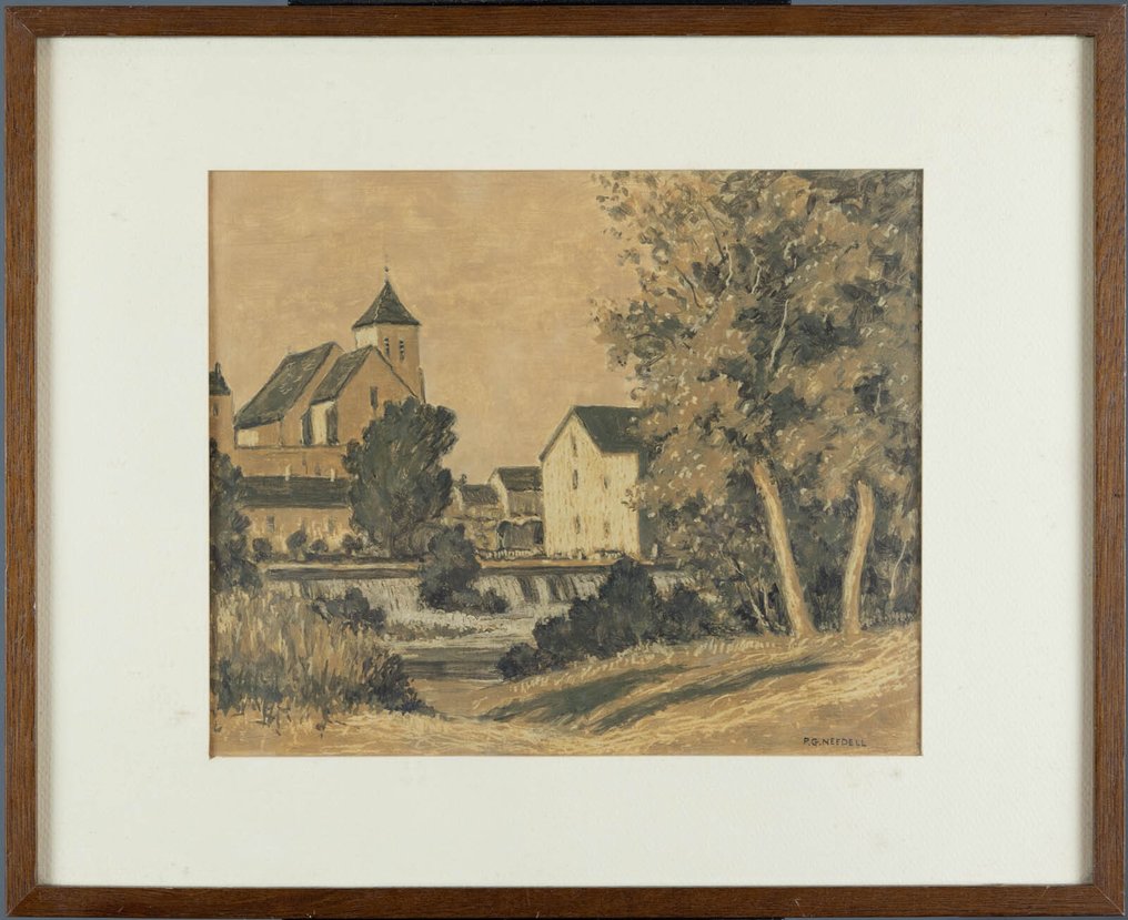 Philip Grégory Needell (1886-1974) - L'église et la cascade à Montigny sur Loing #3.2