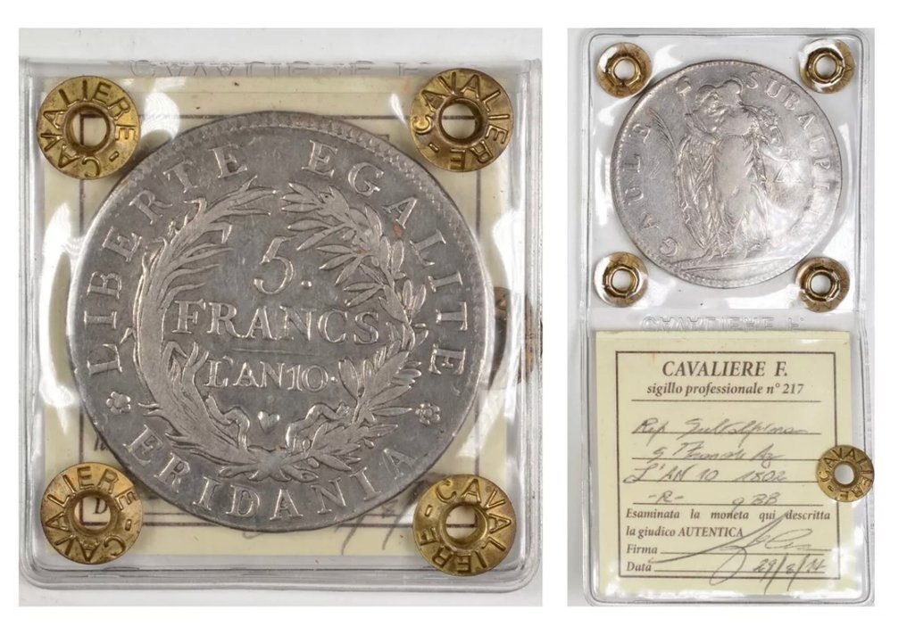 Ιταλία. Repubblica Subalpina. 5 Franchi 1802 An X #1.0