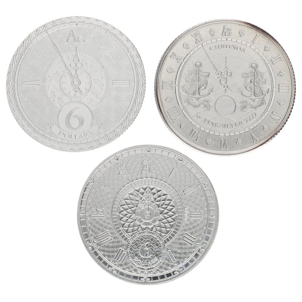 Tokelau. 6 Dollars 2020/2022 "Chronos", 3x1 Oz (.999)  (Utan reservationspris) #1.1