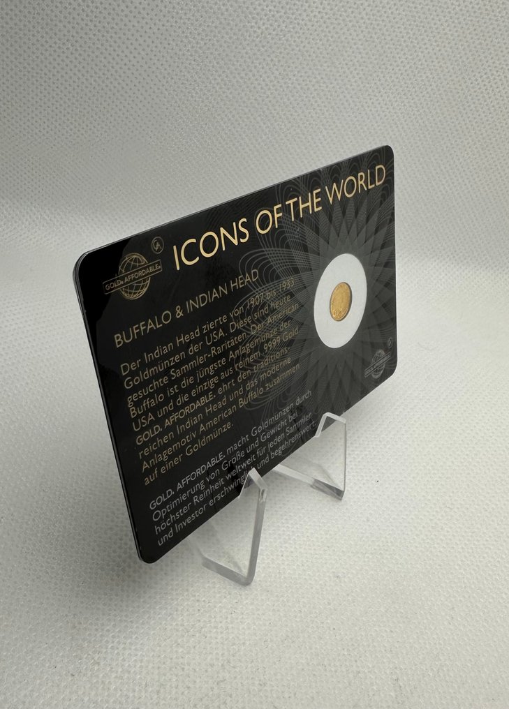 Rwanda. 10 Francs 2019 Buffalo & Indian Head, oro 1/200 Oz (.999) (χωρίς τιμή ασφαλείας) #3.2