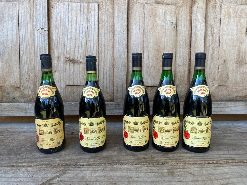 1975, 1978 & 1980 (x3) Bodegas Riojanas, Monte Real - Rioja Reserva - 5 Flaschen (0,75 l) #1.1