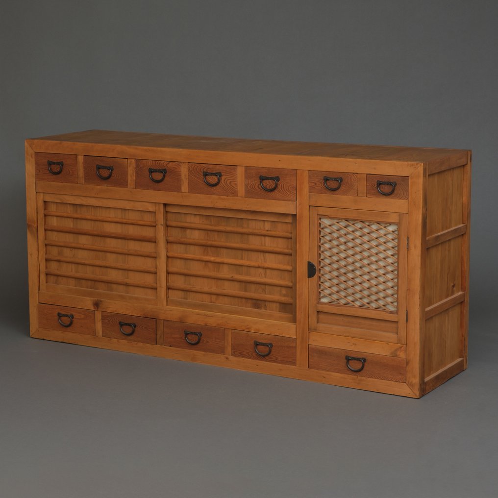 Dressoir in Mizuya-stijl - Hout, Hinoki cipressenhout, Keyaki (Zelkova) hout, Sugi (ceder) hout, Handgesmeed ijzer - Japan - Meiji periode (1868-1912) #1.1