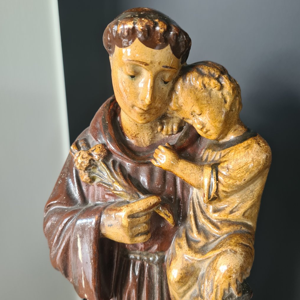 Statue, Sint-Antonius van Padua met Jezus - 40 cm - Gips #1.2