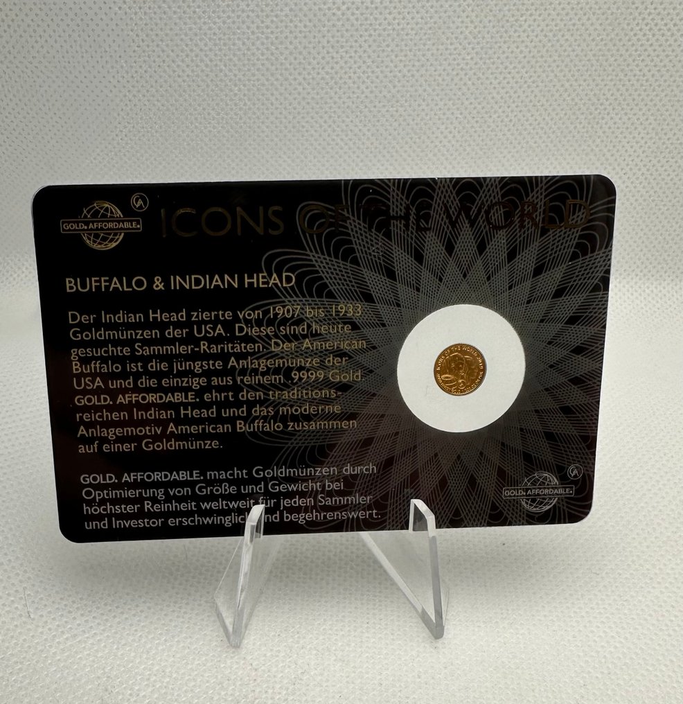 Rwanda. 10 Francs 2019 Buffalo & Indian Head, oro 1/200 Oz (.999) (χωρίς τιμή ασφαλείας) #4.3