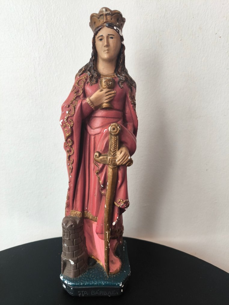 Statuette, Santa Barbara - 29 cm - Gips #1.1