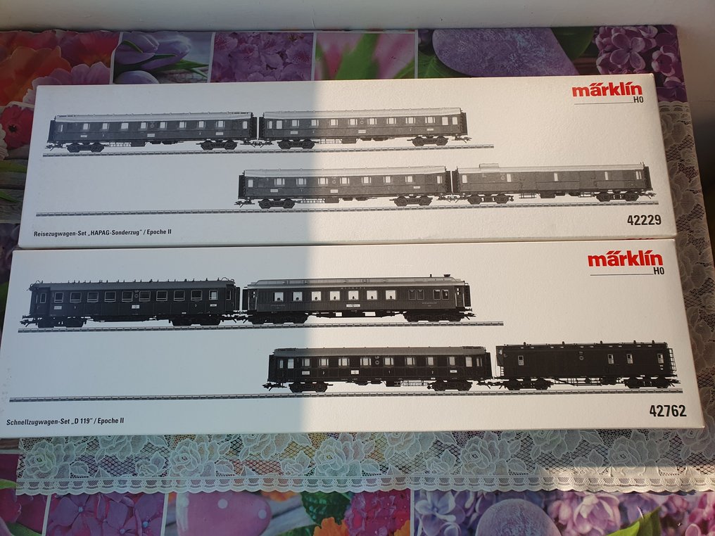 Märklin H0 - Σετ επιβατικού τρένου μοντελισμού (2) - Σετ "HAPAG-Sonderzug" και "D 119" - DRG #1.1