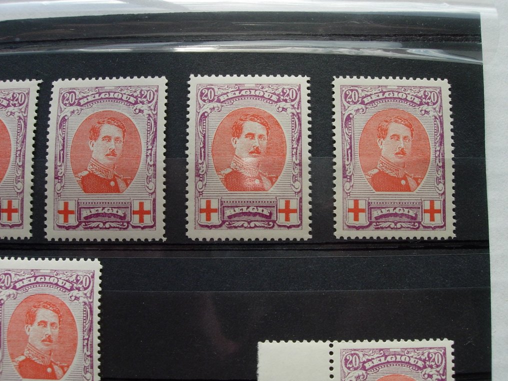 Belgio 1915 - Croce Rossa n. 134A (dentatura 12) MNH. 10x con var. 1 e 4. #2.2