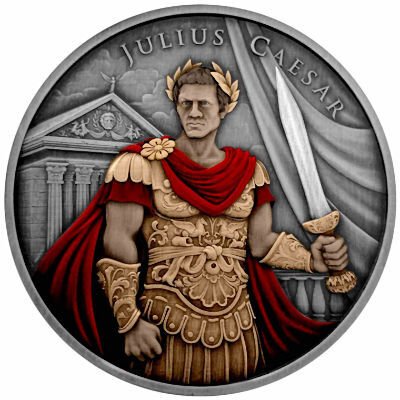 World. Silver medal ND Legendary Warriors - Julius Caesar Colorized, 1 Oz (.999)  (No Reserve Price) #1.1