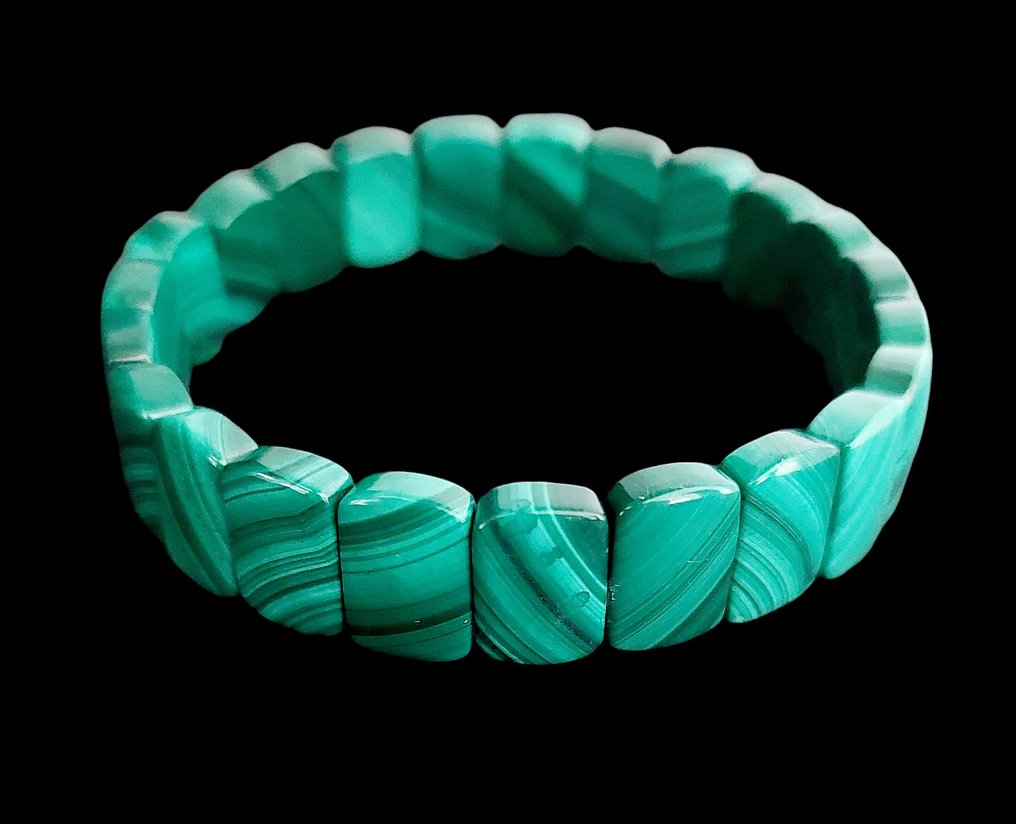 刚果的优雅稀有孔雀石。未经过处理的天然石材。 非常高品质的手链。 - 高度: 1.2 cm - 闊度: 0.3 cm- 30 g - (1) #1.0