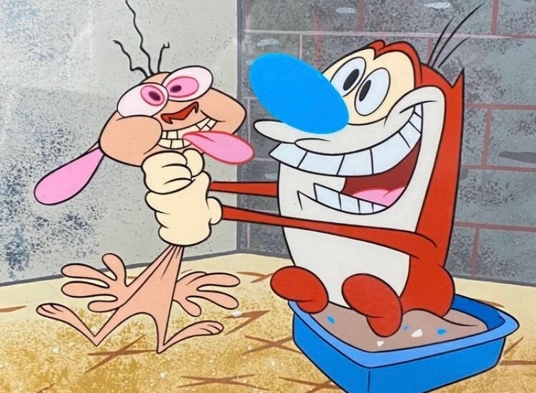 John Kricfalusi and Bob Camp - 1 Animación Cel estampada con fondo pintado - The Ren & Stimpy Show #1.1