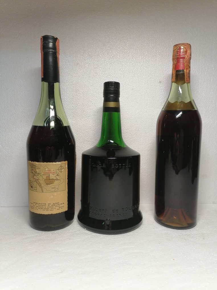 Prunier VSOP + Polignac VSOP + Bisquit Three Star  - b. 1950-1970 luvut - 75 cl, 1L - 3 pullojen #1.2