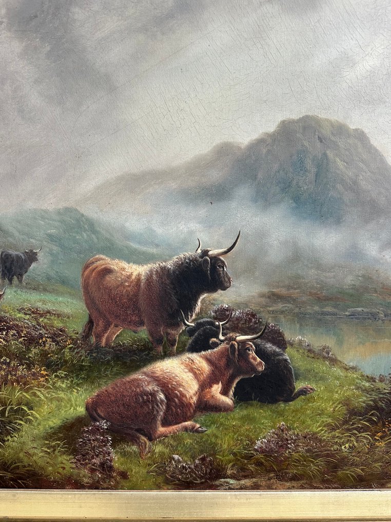 William James Smith Crampton (18551935) Highland Cattle Resting Near