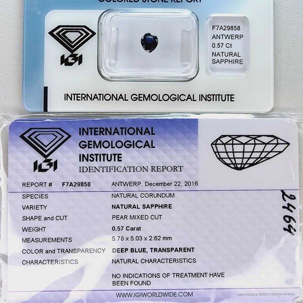 χωρίς τιμή ασφαλείας Ζαφείρι  - 0.57 ct - International Gemological Institute (IGI) #1.2