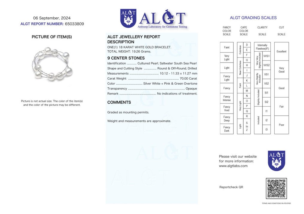 Armband - 18 karaat Witgoud - Gecertificeerde Zuidzeeparels #3.3