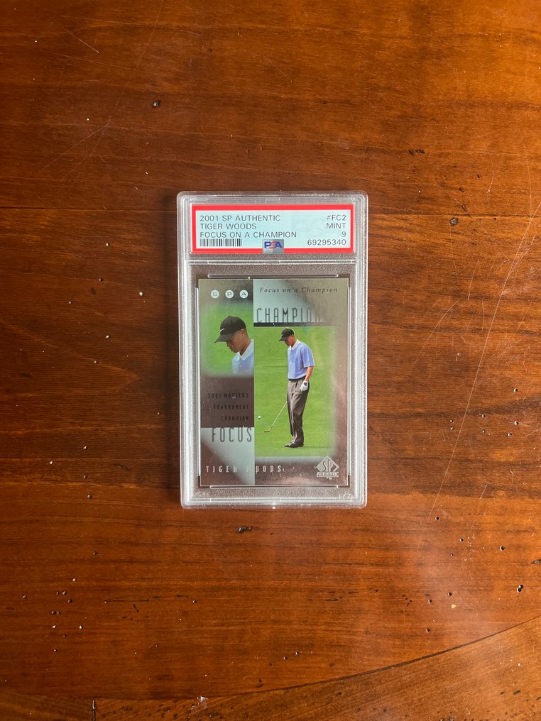 2001 - Upper Deck - SP Authentic - Tiger Woods - #FC2 Focus on a Champion - Rookie - 1 Graded card - PSA 9 #1.1