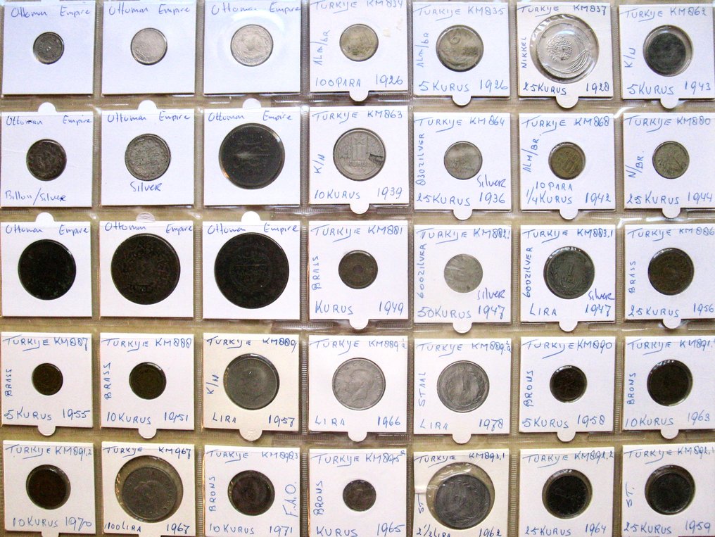 Ottoman Empire, Turcja. Type Collection of 35 old coins 1852-1971  including silver  (Bez ceny minimalnej
) #1.1