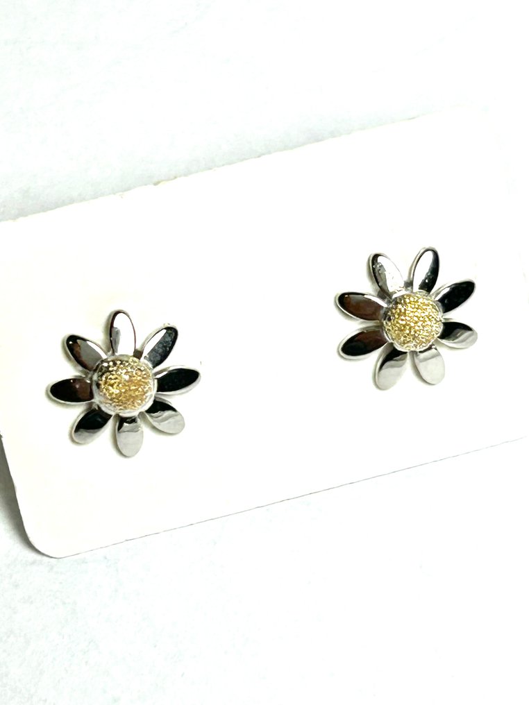 小型钉状耳环 - 18K包金 黄金, 白金 #2.1