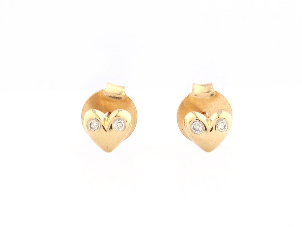 Sans Prix de Réserve - Boucles d'oreilles - 18 carats Or jaune -  0.03ct. tw. Diamant (Naturelle)  #1.1