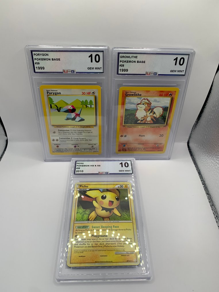 WOTC Pokémon - 3 Graded card - Pokemon 1999 base + hg&ss collection ( Graded ) - UCG 10 #1.1