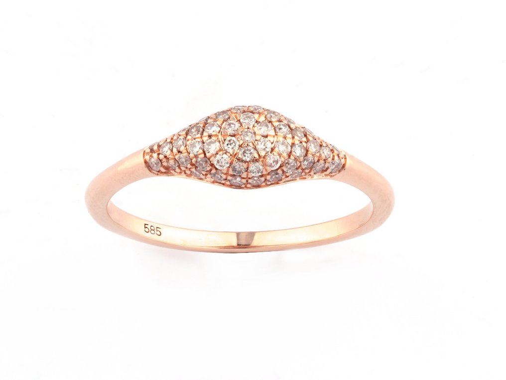 Δαχτυλίδι - 14 καράτια Ροζ χρυσό - 0.25ct. tw. Διαμάντι (Φυσικό) #1.0