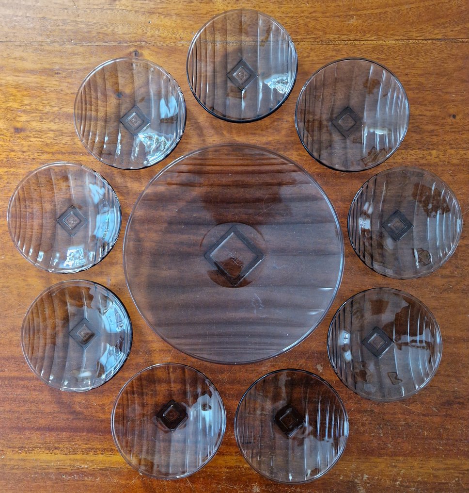 Glasfabriek Leerdam - A.D. Copier - Juego para pastas/tarta (10) - KO1616 - persglas - Conjunto de repostería gris-violeta #1.0