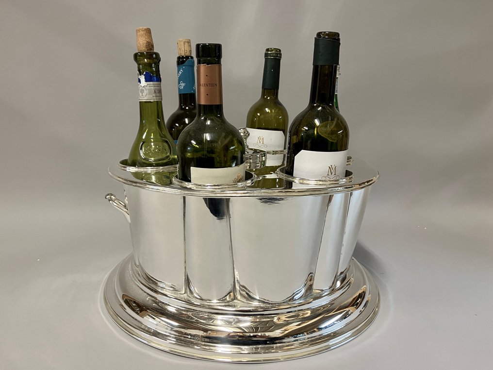 Vinkjøler - Sølvbelagt winexooler for 6 flasker - toppstil #1.0