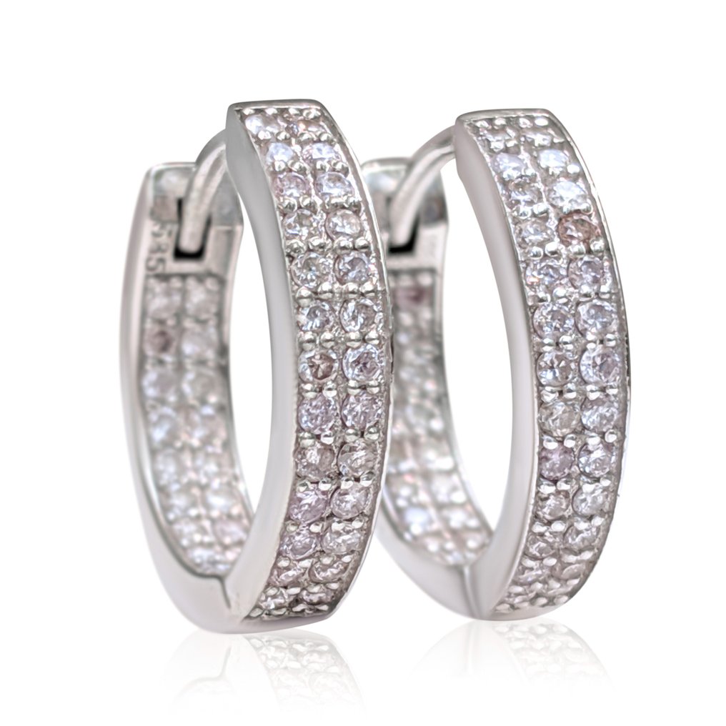 No Reserve Price Earrings 14 kt. White gold 0.50ct. tw. Pink