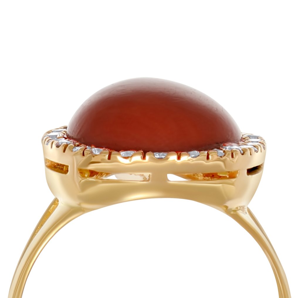 戒指 - 18 克拉 黃金 - 0.48ct. tw. 鉆石 (天然) - 珊瑚 #2.1