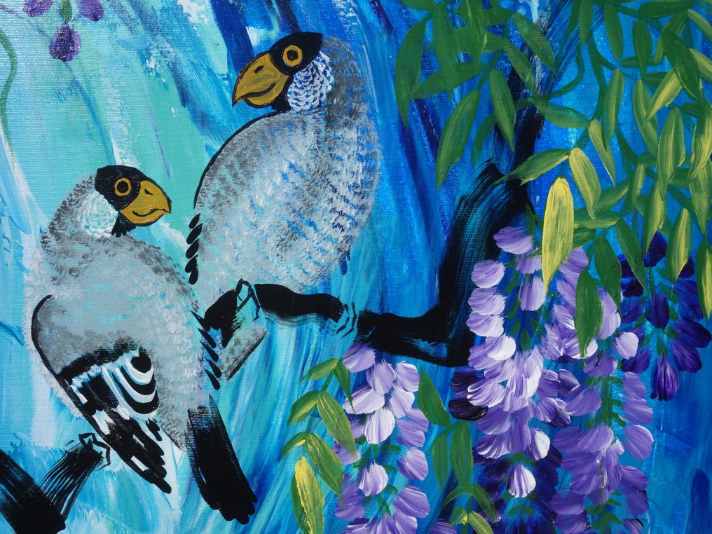 Ksavera - Japanese wisteria J389 - XXL triptych - palette knife - READY to HANG #2.1