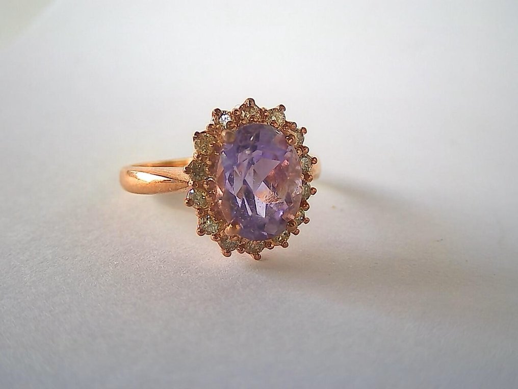 Senza Prezzo di Riserva Anello 18 carati Oro rosa 2.40ct. tw. Ametista diamanti Catawiki