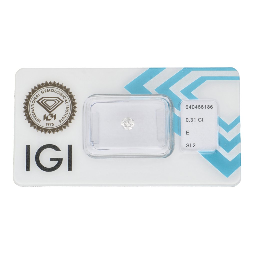 Sin Precio de Reserva - 1 pcs Diamante  (Natural)  - 0.31 ct - Redondo - E - SI2 - International Gemological Institute (IGI) #1.1