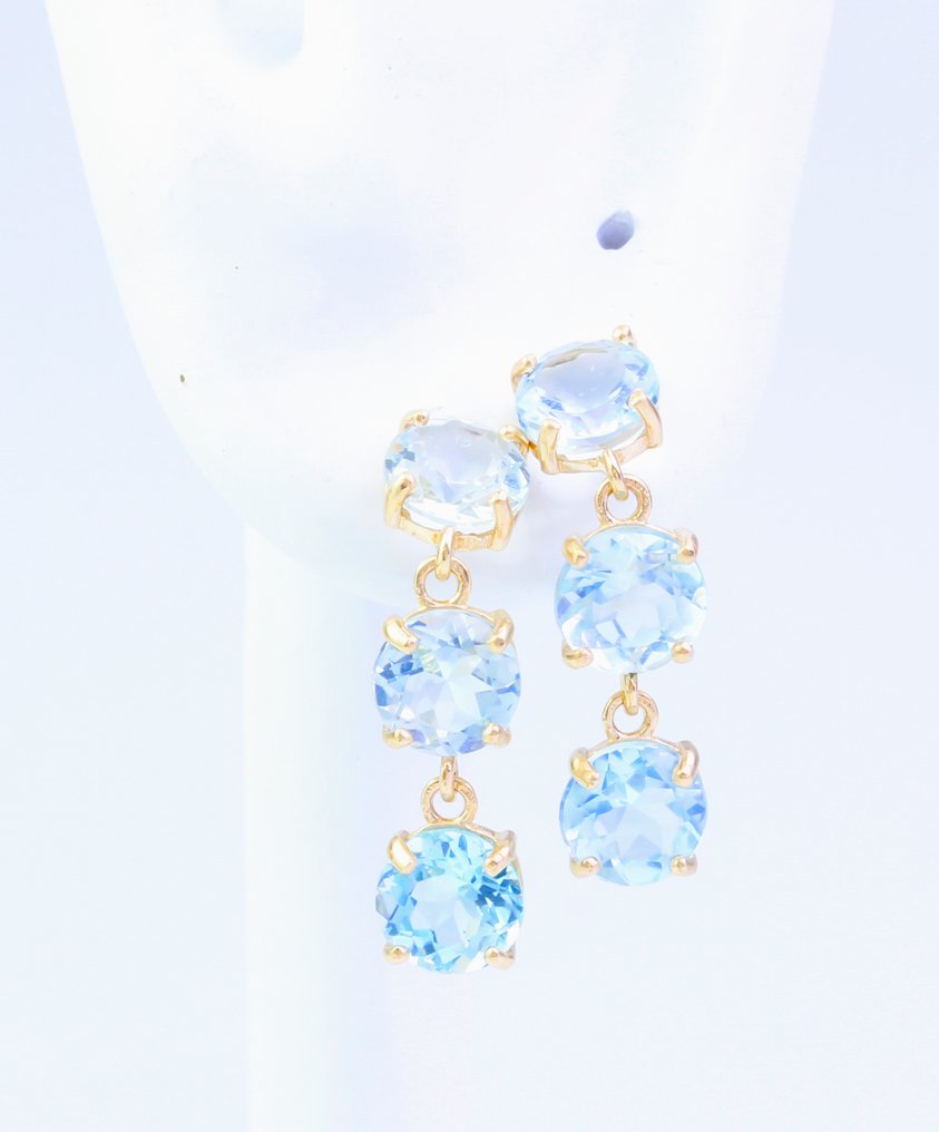 χωρίς τιμή ασφαλείας - Σκουλαρίκια - 14 καράτια Κίτρινο χρυσό Τοπάζιο #1.0