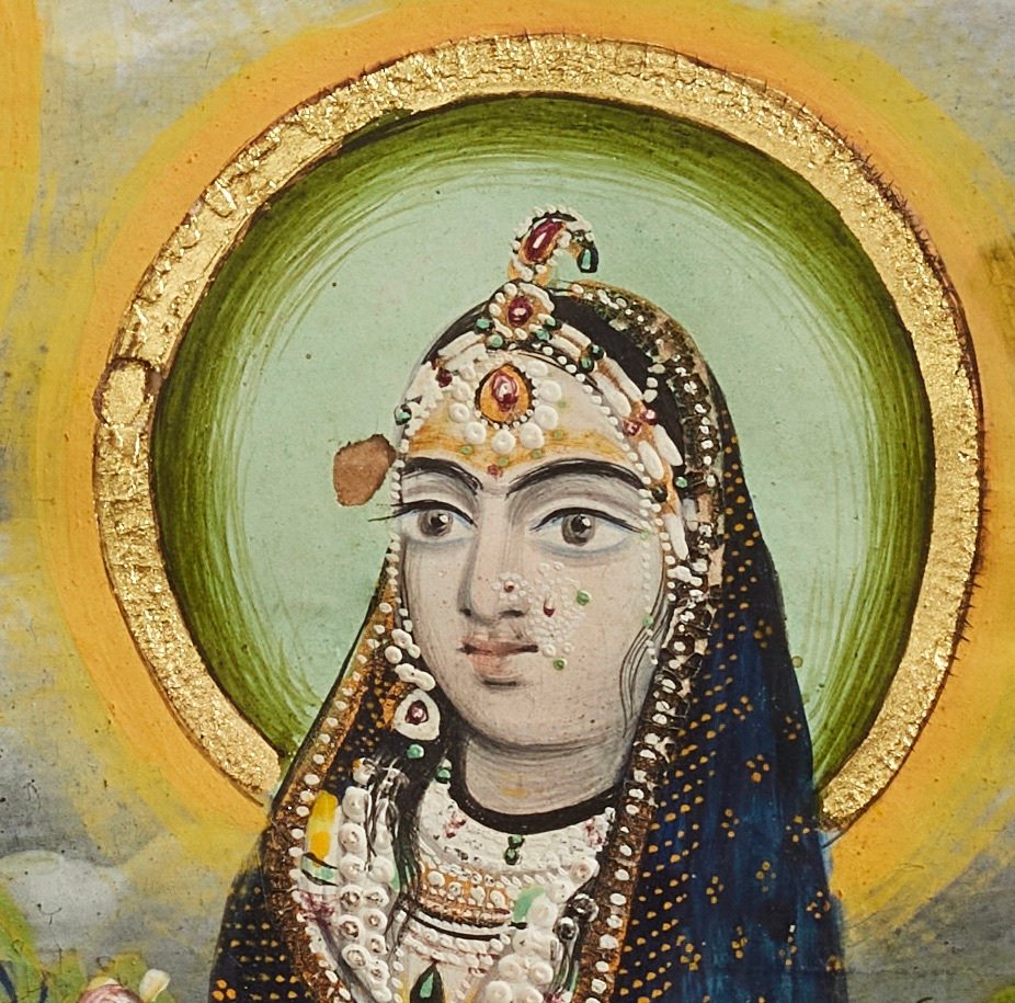 19世纪印度迷你画，描绘永恒爱人克里希纳和拉达 - Artista di scuola Alwar - 印度 - 蒙兀兒帝國 (1526-1857) #3.2