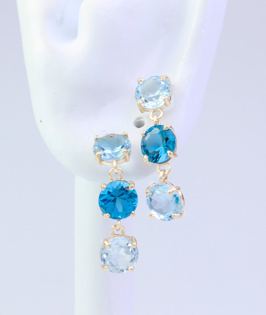 Zonder minimumprijs - Oorbellen - 14 karaat Geel goud Topaas - Topaas #1.0