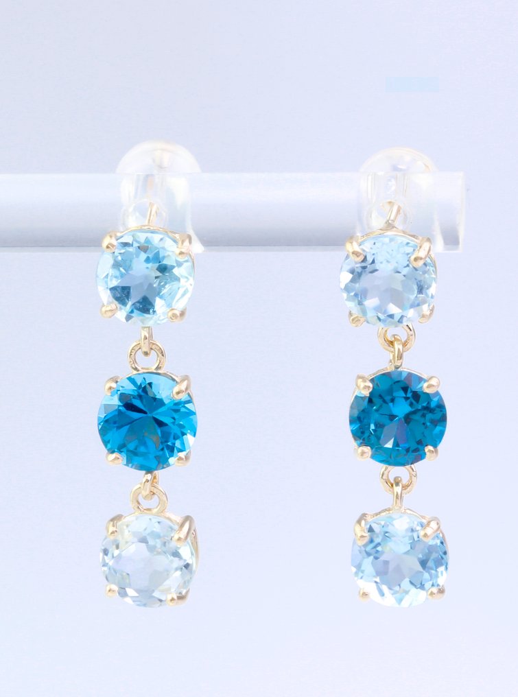 Zonder minimumprijs - Oorbellen - 14 karaat Geel goud Topaas - Topaas #1.0