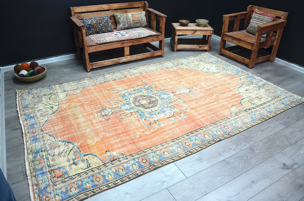 Blassorangefarbener Wollteppich - Teppich - 303 cm - 186 cm #1.0