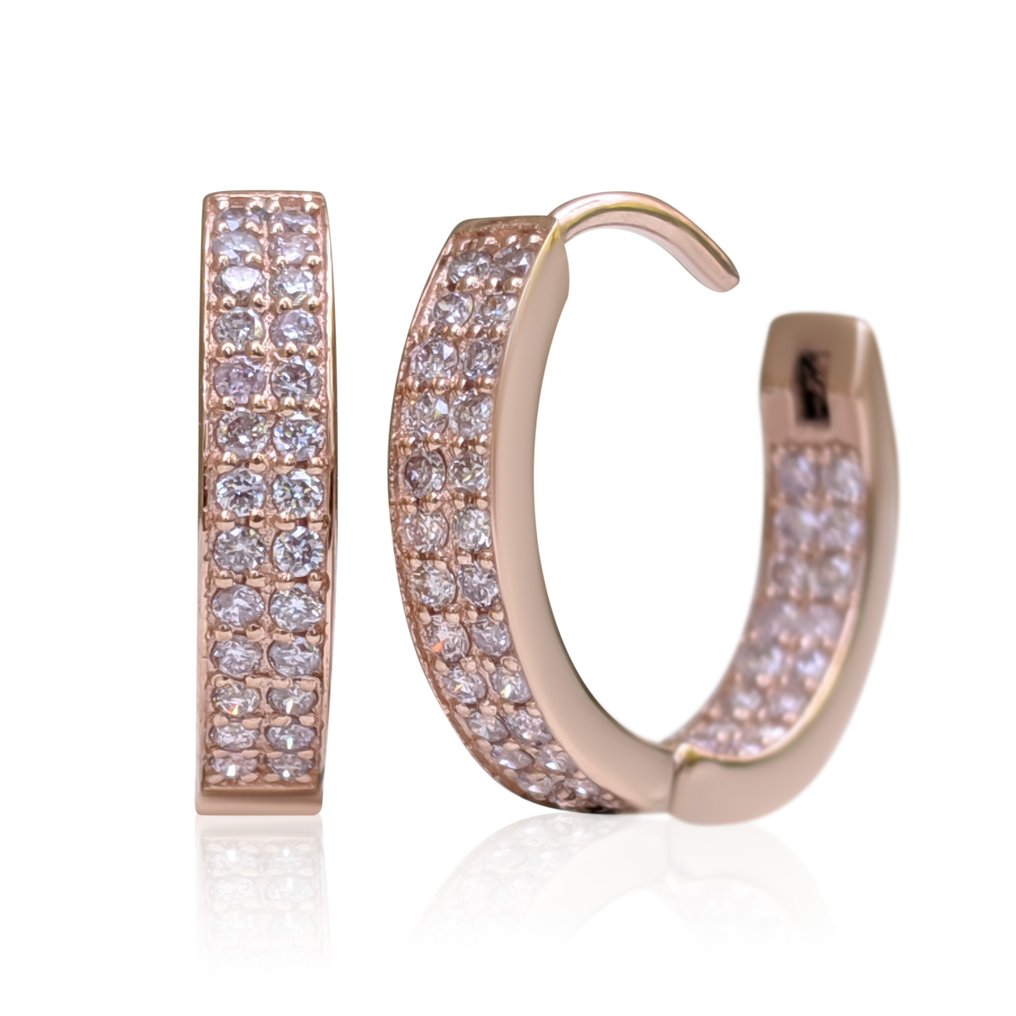 No Reserve Price Earrings 14 kt. Rose gold 0.50ct. tw. Pink