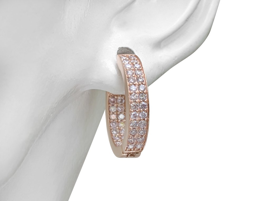 No Reserve Price Earrings 14 kt. Rose gold 0.50ct. tw. Pink