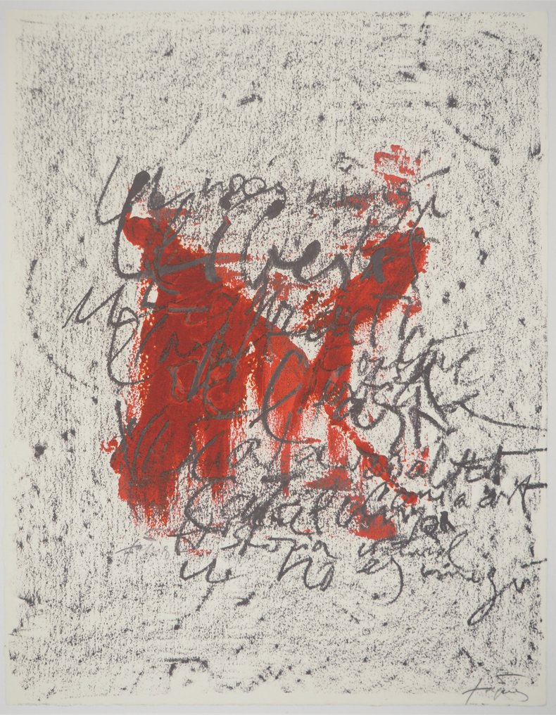 Antoni Tapies (1923-2012) - Composition expressive en rouge #1.0